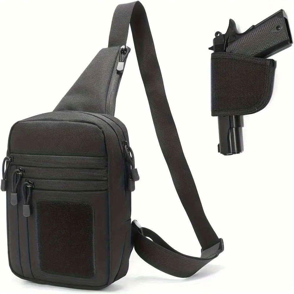 Concealed Carry Crossbody Sport Shoulder Bag - Heavy Nylon Low-Profile Bag with Waist-Sling Strap, Shoulder-Chest Carry, Secure Gun Holster, Multiple Pockets, Zipper Closure for Travel, Sports Use, Sport Shoulder Bags