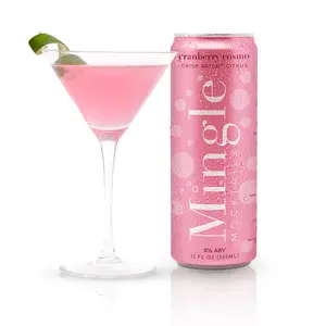 Mingle Mocktails Cranberry Cosmo 12 OR 24-Can Pack Sparkling Non-Alcoholic Drink Beverage with Tangy Cranberry, Lime & Orange Flavor Perfect for Party Fun Fruit Lemon