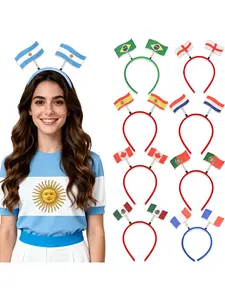 5 Piece Flag Element Hairbands Fan Support Headwear Party Photo Decoration Elastic Hair Bands, Colorblock Pattern, All Seasons