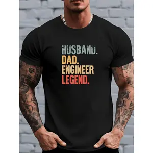 Humorous Men's Dad Engineer Graphic T shirt Lightweight Crew Neck Casual and Formal Fit Suitable for Husbands and Engineers