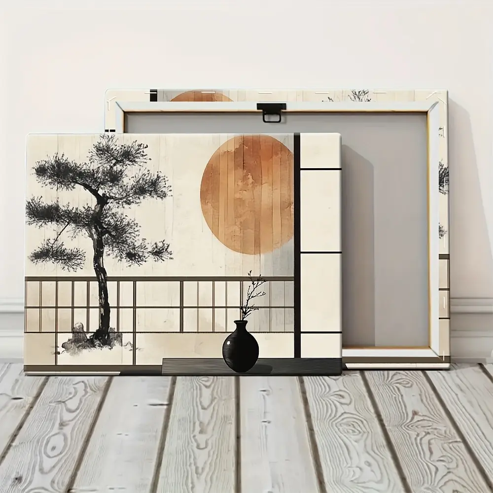 1-Piece Customizable Artistic Pine Wood-Framed High-Res Long-Lasting Ink Painting Canvas Print, Modern Creative Wall Decoration for Living Room, Bedroom Home Supplies