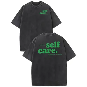 Washed tee with "self care." slogan, EST. 2009 & Mac Miller "SWIMMING" detail