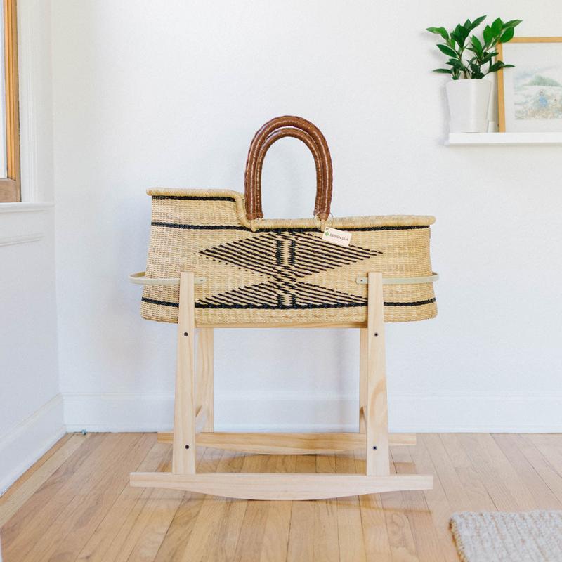 Design Dua Signature Bilia Bassinet - Kente, Safe for Newborn Sleep, Handmade, Sustainable, Comes with Fitted Foam Pad Bedside bassinet