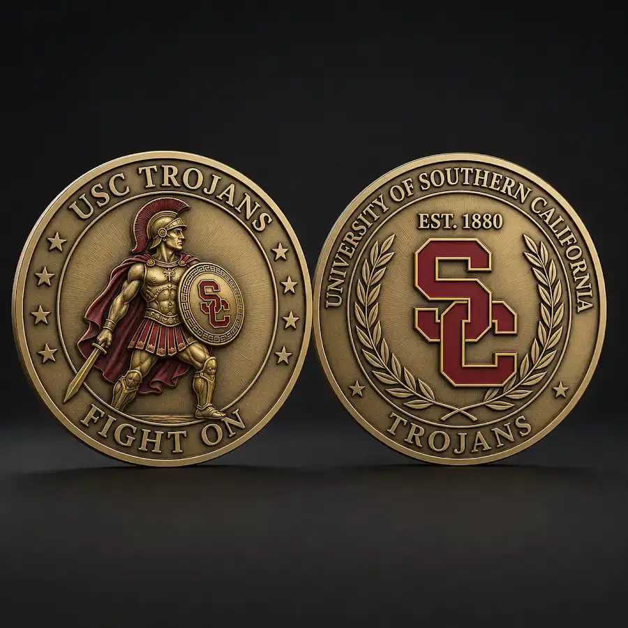 USC Trojans challenge coin University of Southern California Fight On Est 1880 Trojans college football fan collectible coin gear