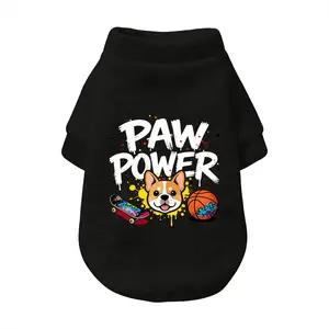 Street Style Graffiti Pet Tee Paw Power Skateboard & Basketball Dog Apparel Cozy Cotton Cardigan for Small Medium Dogs fashion