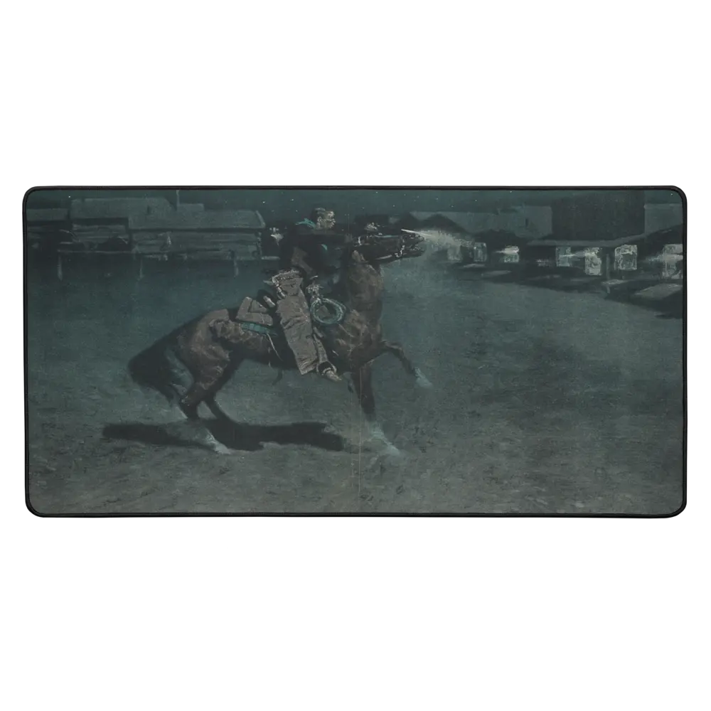 Western Desk Mat – Frederic Remington “An Argument with the Town Marshall” (1905) – Large 16" × 32" Premium Mouse Pad