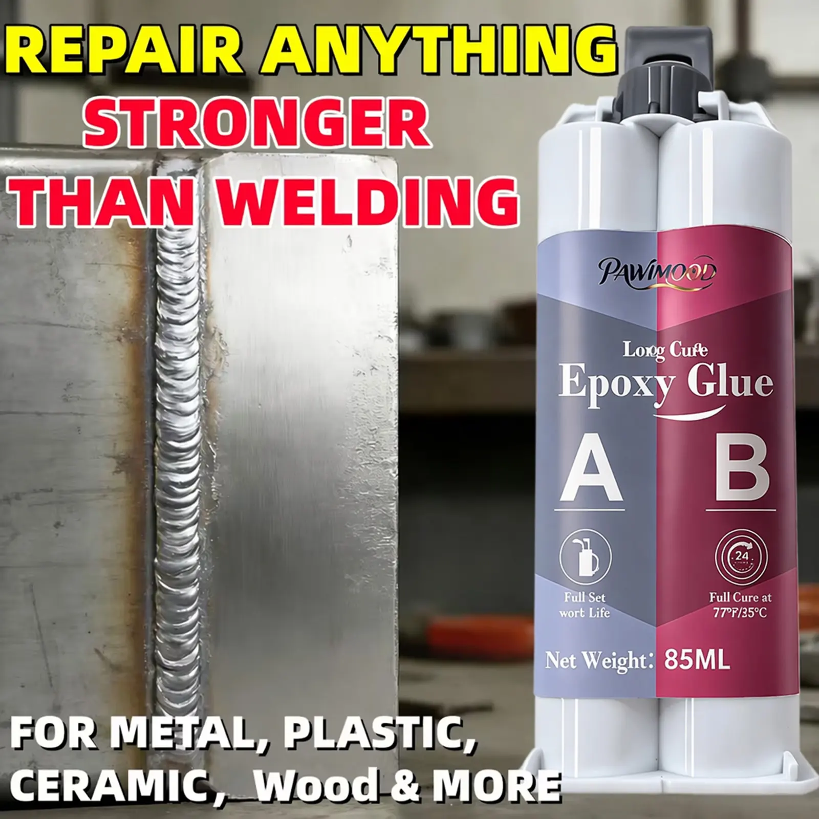 3.53oz/100g Heavy Duty Welding Glue Resists High Heat | Metal Glue Large Capacity, Multi-Surface Repair For Plastics, Ceramics, Aluminum, Steel & CraftingCasting Glue, Casting Bond ABGlue