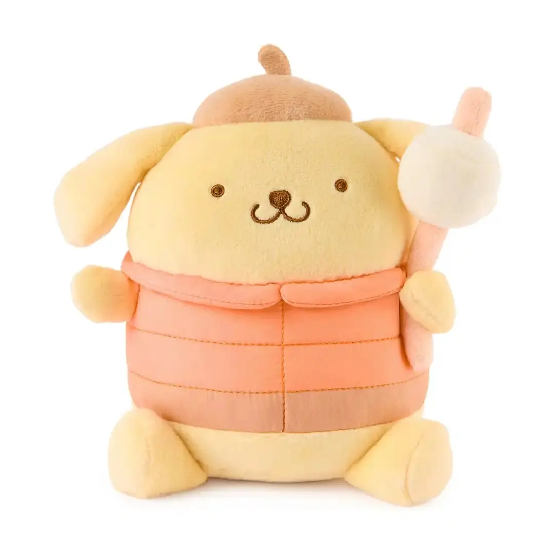GUND Sanrio Pompompurin 6" Tall Camping Plush Toy, Hello Kitty and Friends Themed, with Marshmallow Roasting Stick, for Campfire-Themed Displays & Pompompurin Collectors (Signature Beret Included)