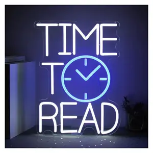 Sign Illuminated "Time To Read" Neon Sign Letter Light Reading Light Indoor Decor USB Powered For Classroom Library Reading Corner 40cmх30cm