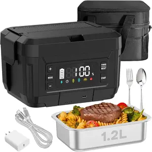 Heated Lunch Box - 20000mAh Cordless Electric Lunch Box for Adults, 1.2L Stainless Steel Self-Heating  Warmer with Removable , Portable for Work, Office, & Travel