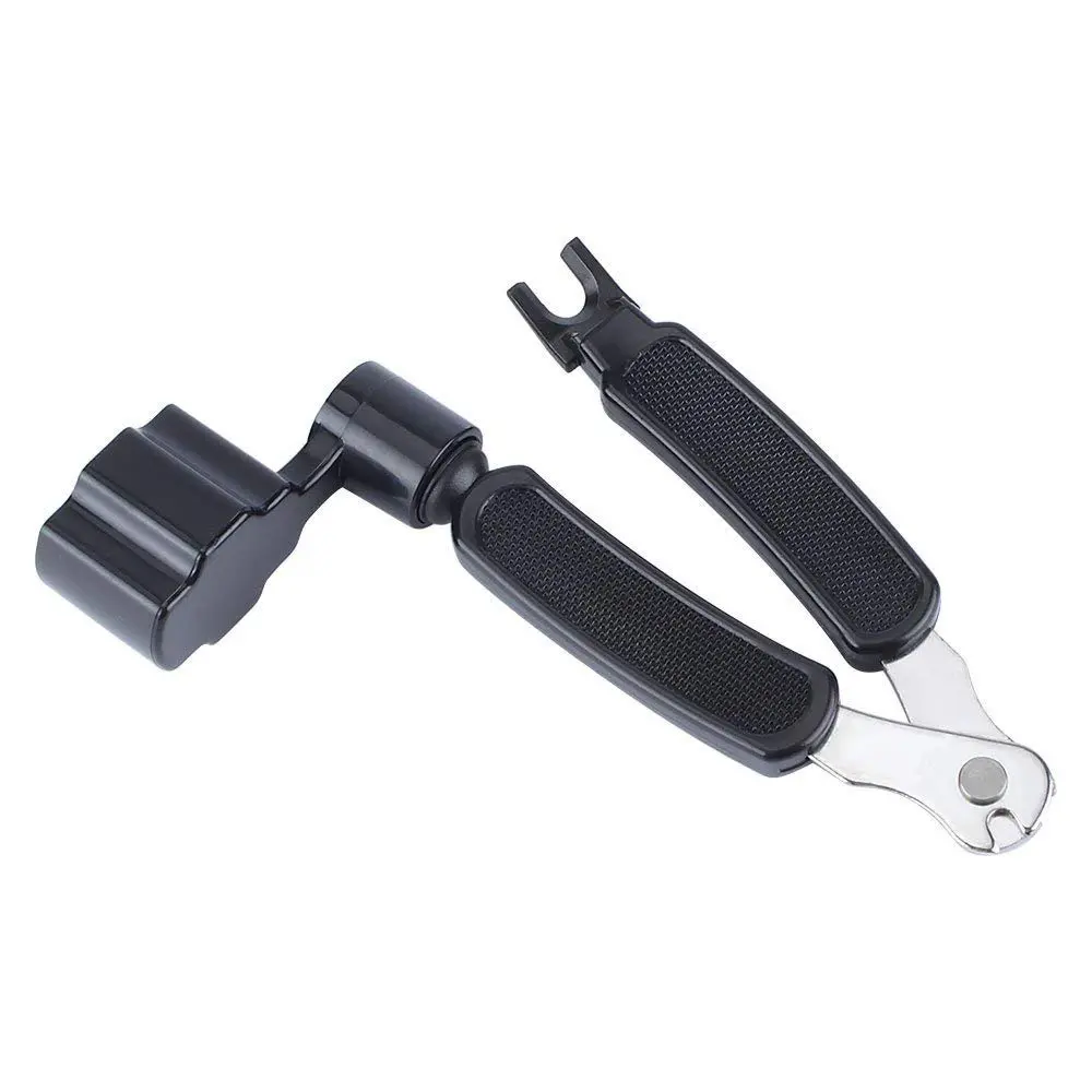 Black 3-in-1 Guitar String Changing Tool, Integrated Winder Cutter Bridge Pin Puller, Universal Guitar Maintenance Gear