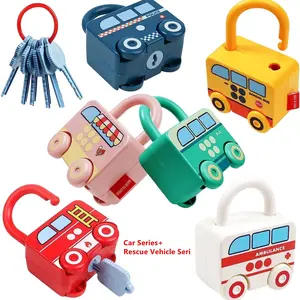 Montessori Learning Toy Set, Lock and Key Sensory Car Activity, Preschool Busy Board, Fine Motor Skills Board, Unisex Baby Toy, Choking Hazard Warning