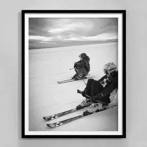[Sale off up to 65%][Free Ship][No Frame] Retro Skiing Poster, Black And White, Skiing Wall Art, Ski Lodge Decor, Vintage Photo, Ski Photo Print, Vintage Ski Art