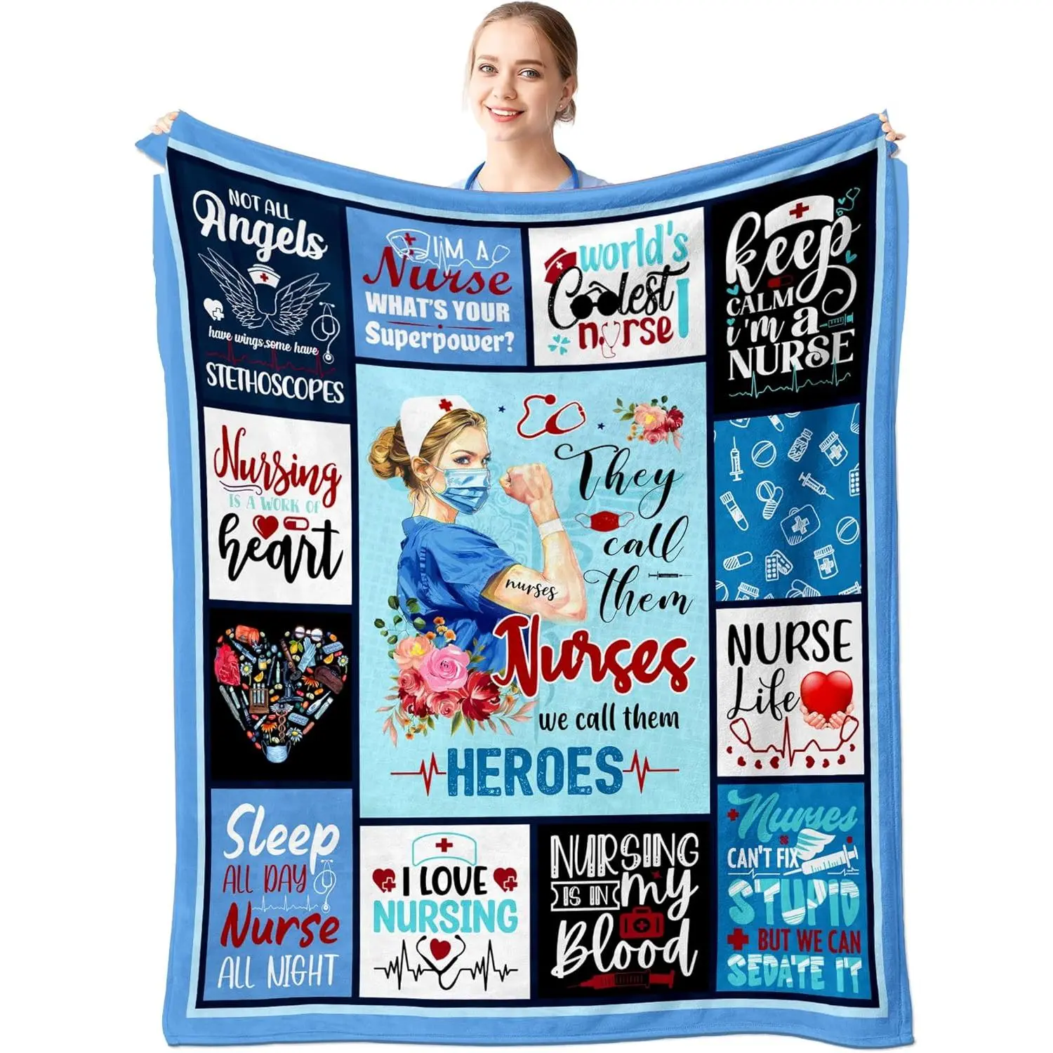 Nurse Gifts for Women, Nurses Blanket 60”x50”, Christmas Appreciation Gifts, Cool Graduation Gifts for Nursing Student, RN Gifts for New Nurses Practitioner, Nurse Birthday Retirement Gift Ideaa
