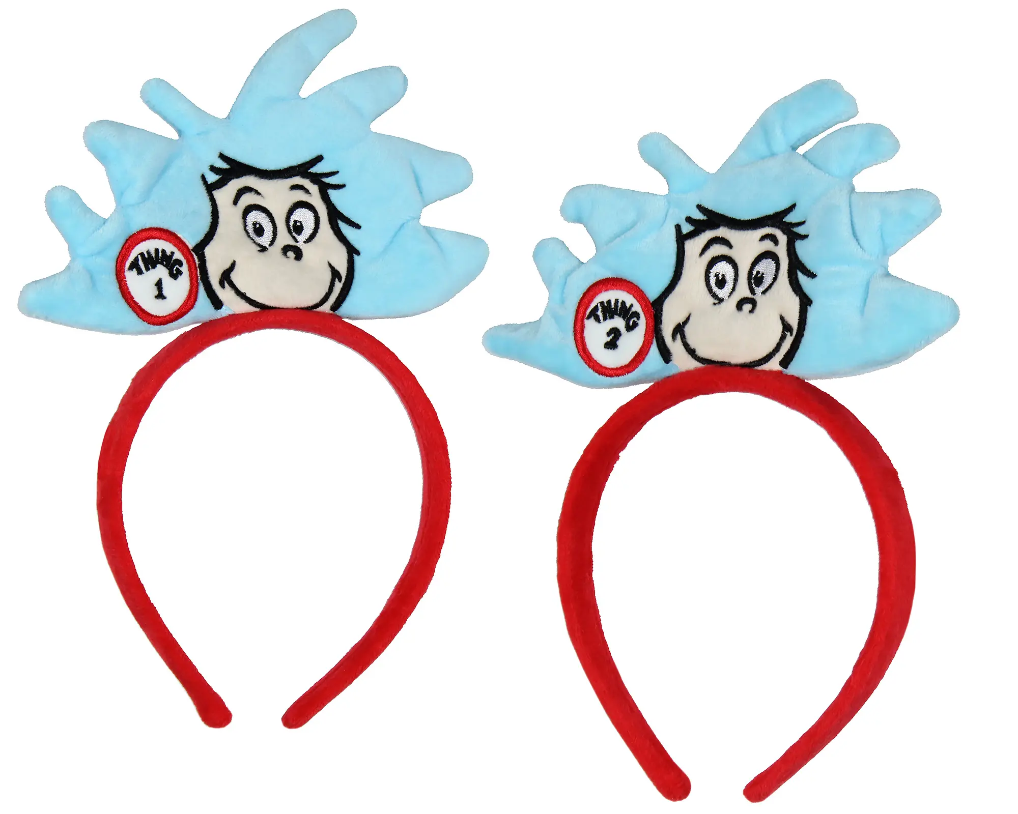 Dr. Seuss' The Grinch Cat in the Hat Headbands, Thing 1 & Thing 2 Cartoon Character Designs 2-Pack for Women, 3D Casual Party Accessory, Ages 14 and Up, Cosplay Gift, Soft Fabric
