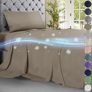 DECOLURE Cooling Bed Sheets - Luxurious Ultra Soft Bamboo Viscose Microfiber Sheets with Deep Pockets for Hot Sleepers
