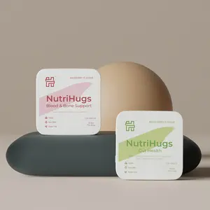 NutriHugs by MedHugs Women's Healthcare Wellness Dietary Supplement Bundle - 60 All-Natural Organic Raspberry Flavored Vitamin Oral Melts, Gut Health Support, Blood & Bone Support, Vegan, Non-GMO, Sugar-Free, Metabolism Enhancer, BPA-Free