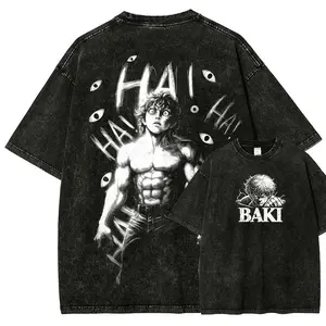 Baki hanma Unisex Fit Washed T-Shirt3