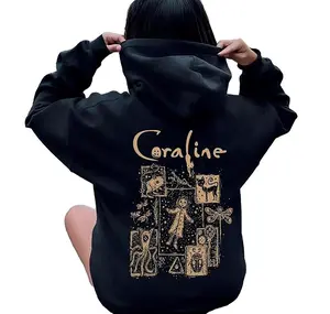 Coraline Sweatshirt, Coraline Cat Hoodie, Button Eyes Shirt, dreaming Shirt Cotton Top Womenswear Crewneck Sweatshirt Tee Lady Tshirt Women Fabric Fit Sweaters Unisex Loose Polyester
