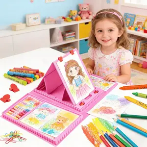 Art Supplies, 208-Piece Drawing Art Kit, Gifts for Kids Girls Boys Teens, Art Set Crafts Case with Double Sided Trifold Easel, Includes Sketch Pads, Crayons, Colored Pencils,   Easter Gifts   (Pink)