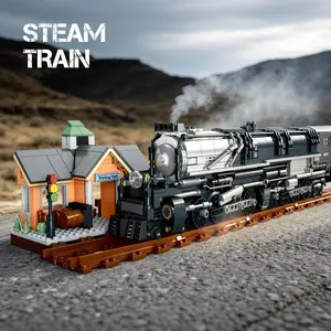 1277PCS Union Pacific Big Boy Steam Train Building Model, Vintage Locomotive with Train Station & Tracks, Collectible Display Building Kit for Adults, Perfect Gift for Train Lovers