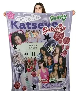 Katseye's beautiful and chaotic travel blanket made of super soft flannel has fluffy and soft texture, providing comfortable and warm feeling. It is a lightweight sofa blanket suitable for decoration as a birthday or Christmas gift.