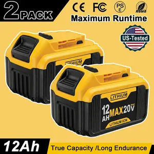 2-PCS 20V Lithium-Ion Power Cells Compatible with DeWalt 20V Cordless Tools, Max Runtime Extended Capacity, Replacement for DCB206 DCB205, On-Board Fuel Gauge