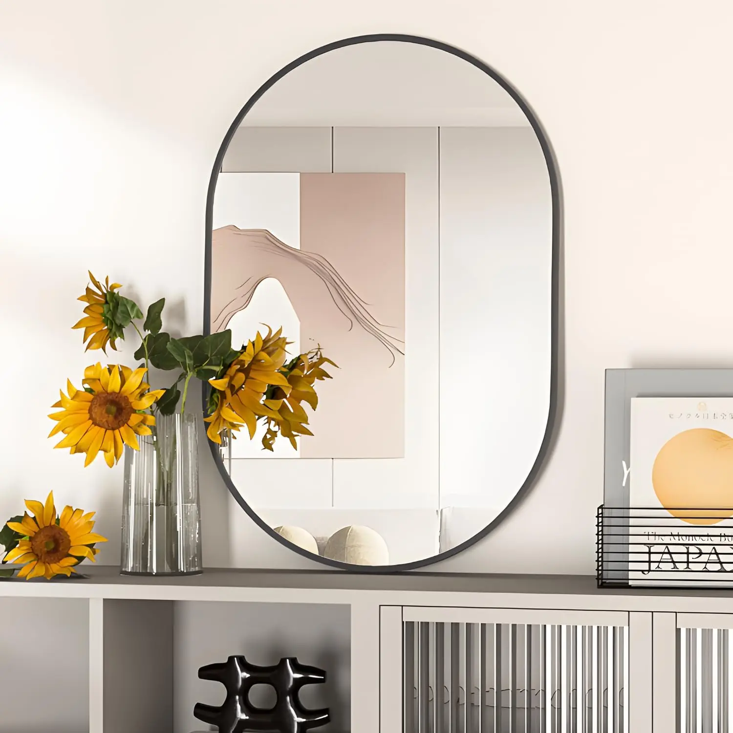 20×30 Inch Oval Wall Mounted Bathroom Mirror, Modern Large Mirror with Gold Metal Frame, Horizontal & Vertical Installation, Decor for Bathroom Bedroom Living Room Hallway