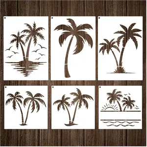 Palm Tree Stencils -  Beach Stencils for Painting on , Canvas, Walls - DIY Nature Summer Theme Projects - Small & Large Sizes