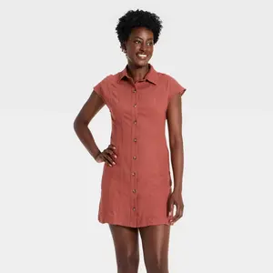 Women's Short Sleeve Mini Shirt Dress - Universal Thread
