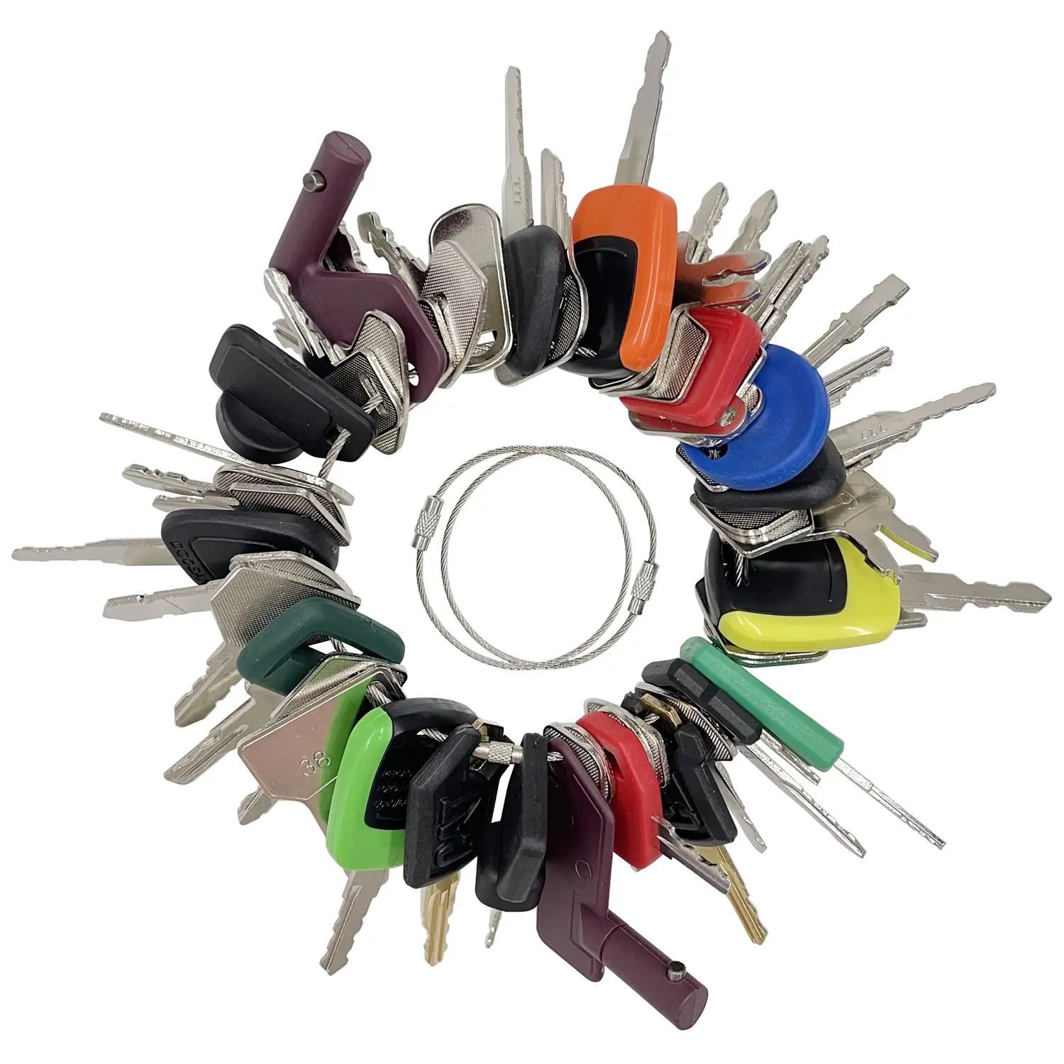 50Pcs Heavy Equipment Ignition Keys Master Set Tools and Gadgets, Fits CAT, Case, John Deere, JCB, Hyster, JLG, Komatsu, Kubota, Yanmar, Takeuchi, New Holland, Volvo Locks for Construction Contractors,father'sdaygifts