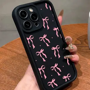 Fashion Trend Bow Design TPU Case for iPhone 17 Pro Max 16 16e 15 14 Plus 13 12 Mini 11 Air XR X XS Straight Edge Drop-Resistant Rugged Durable Cover Shell Gift