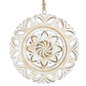 Carved Christmas Circle Icon Ornament