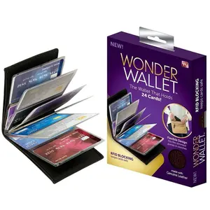 Wonder Wallet Amazing Slim Thin Wonder RFID Wallets As Seen on TV -Black Leather men's wallets