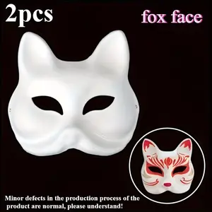 2-Pack Blank Hand-Drawn Cat Fox Face Paper Masks, DIY Coloring Props, Ideal for Craft Making/potluck Events, Party Supplies