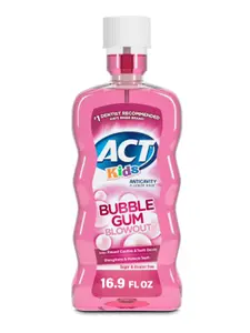 ACT Kids Anticavity Fluoride Mouthwash Bubble Gum Flavor 16.9 fl oz – Alcohol Free, Cavity Protection for Children