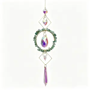 Natural Crystal Suncatcher Wind Chime - Shiny, Crafted, Bright Contemporary Hanging Decor, Hangable Home Accent, Reflective Light Ornament, Christmas Gift, Wreath-Complementary Organizer