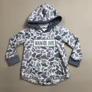 C Baby Boy Winter Romper Grey Camo Mama's Boy Winter Clothes Onesie Newborn Baby Hunting Clothes LR2794