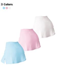 women's solid color high waist gym skort, casual comfy breathable skort for golf tennis, ladies sportswear for all seasons, casual sporty skorts