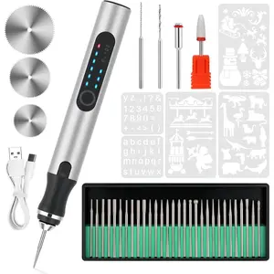 Electric Engraving Pen with 37 Bits, USB Rechargeable Cordless Etching Engraving Tool, Portable DIY Rotary Engraver for Jewelry Wood Glass Stone Carving (Silver)
