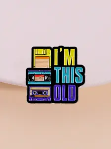 Vintage Retro Theme Enamel Badge I'm This Old Soft Disk Blue Tape Stack Design, Perfect for 80s 90s Fans & Vintage Lovers
