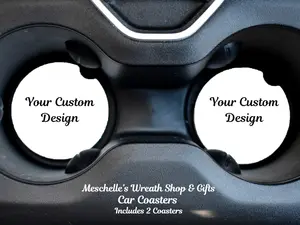 Custom Design 2-Pack Car Coasters, Spill-Proof Neoprene/Ceramic Automotive Interior Accessories, Stylish Functional Surface Protectors
