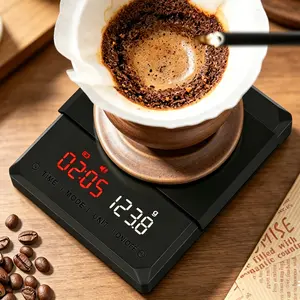 Mini Coffee Scale with Timer, USB-C Rechargeable Digital Scale, 2kg×0.1g High Precision, LED Display Auto Timer for Espresso Pour-Over Kitchen Use