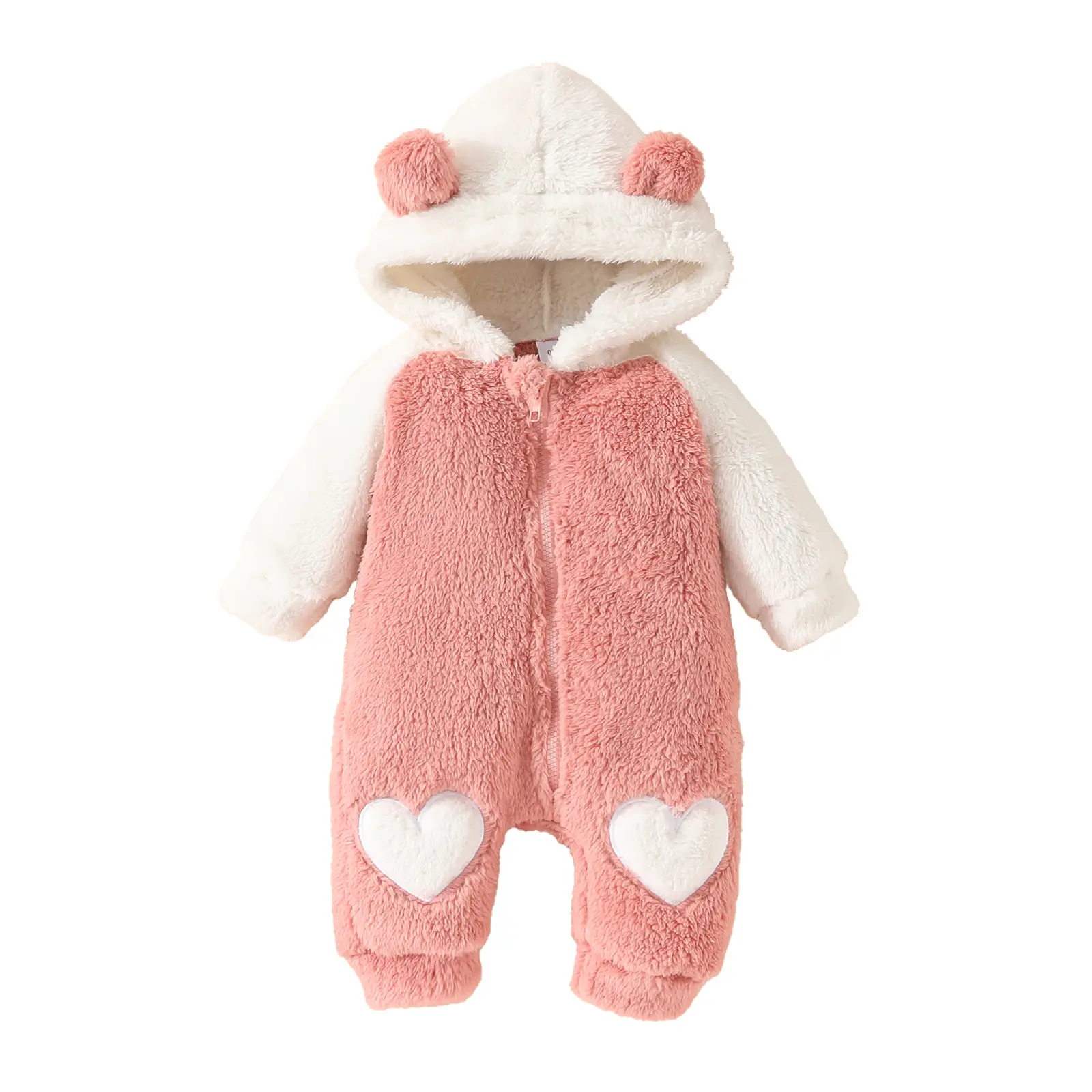 Baby Girl Winter Fleece Romper Animal Bear Costume Long Sleeves Hood Zipper Closure Jumpsuit Infant Snowsuits boy clothes