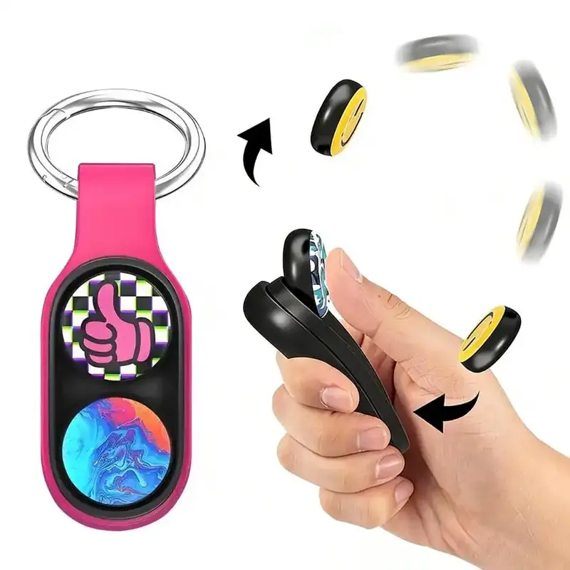 Minimalist Unisex Compact 1.2*1.2inch/30*30mm Sensory Silent Fidget Stress Relief Keychain - Tech-Style ABS Adult Anxiety-Alleviating Pocket Fidget Toy, CPSIA & EN71 Compliant Commute Accessory & Gift
