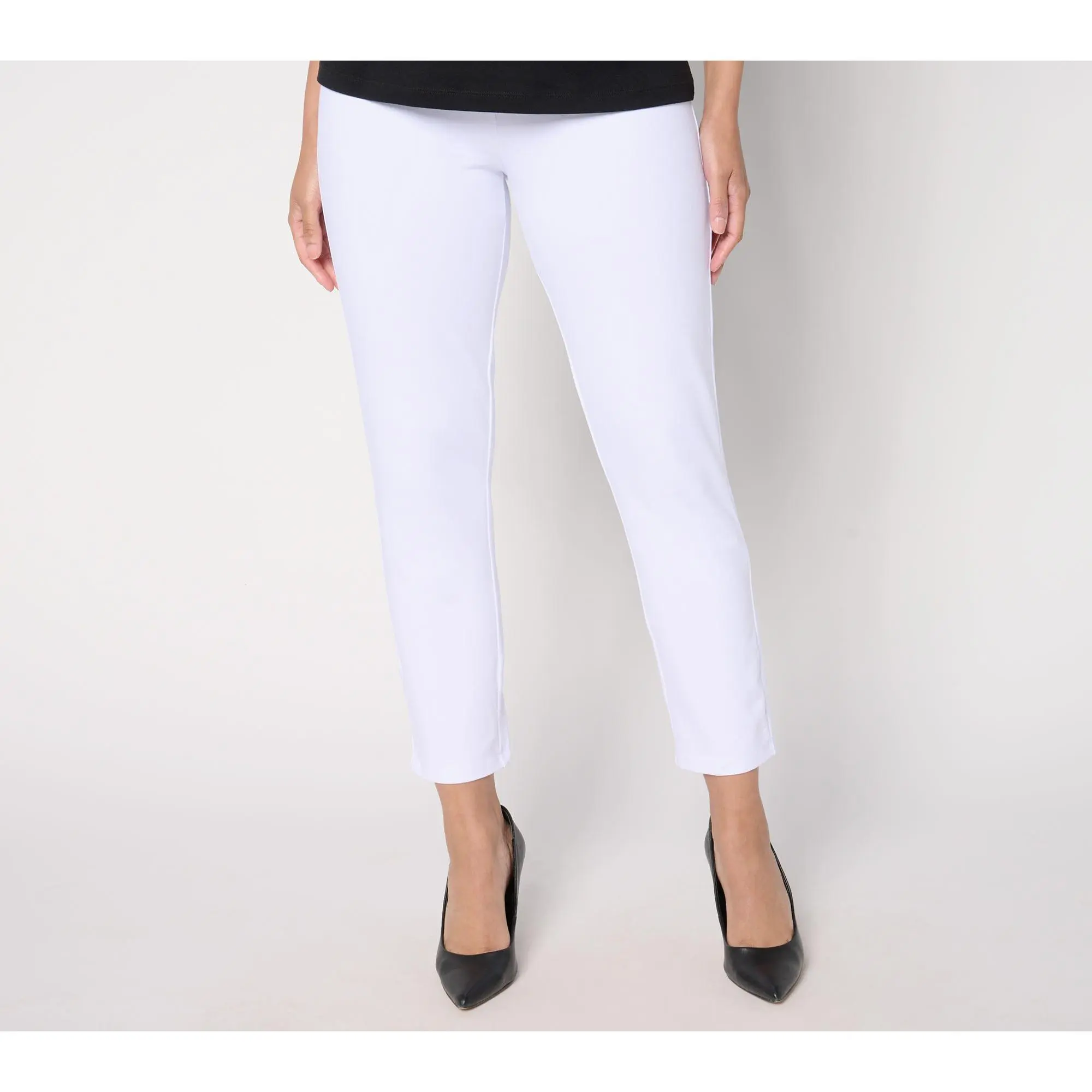 Susan Graver Weekend Petite Premium Stretch Ava Slim Crop Pants