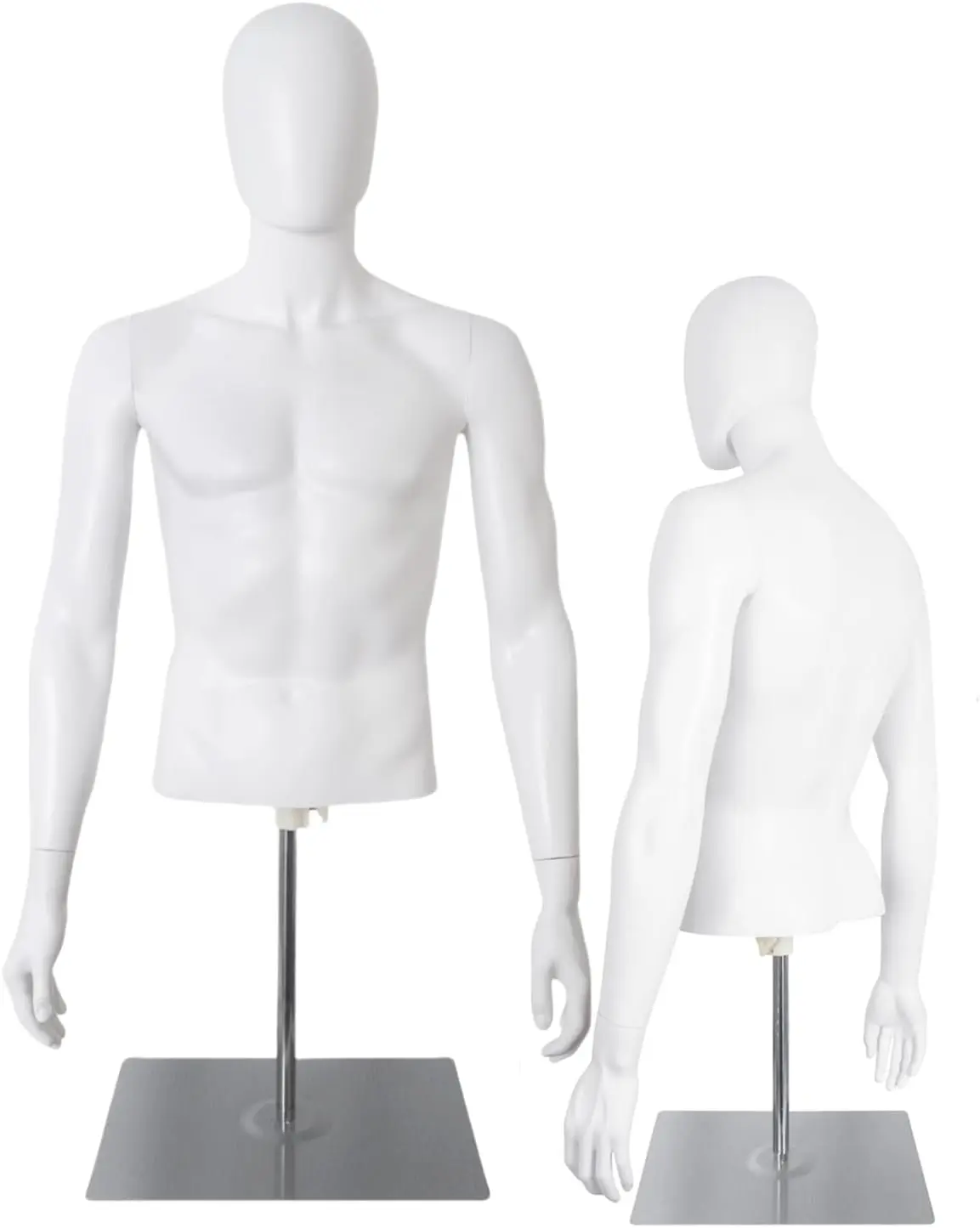 Women's Half-Body Mannequin Torso, PP Material with Adjustable Metal Stand, Detachable Arms, 360° Rotatable Head for Online Apparel Photography & Studio Product Shooting