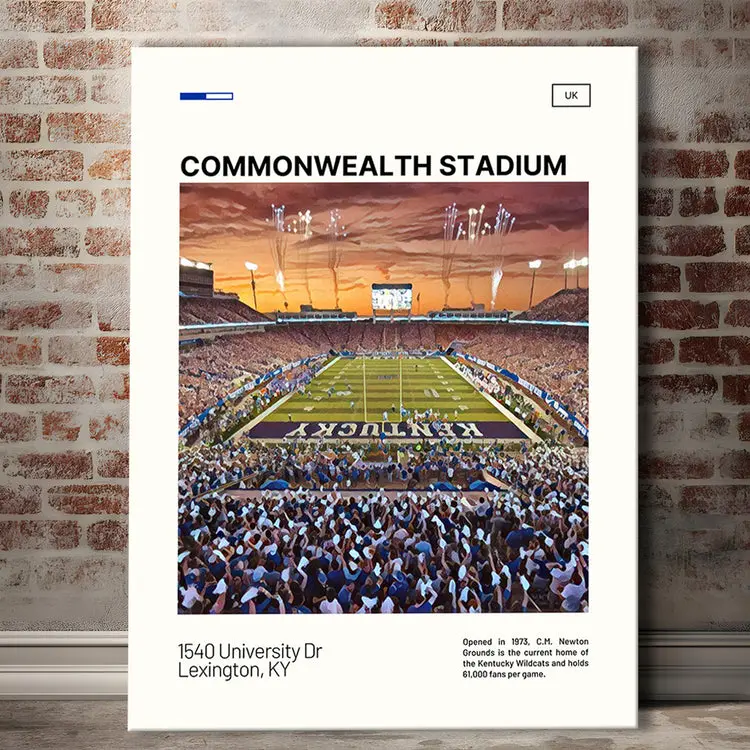 Commonwealth Stadium Print, Kentucky Wildcats Stadium Poster Print Art, Fan Gifts, Sport Art, Poster Print Wall Art - No Frame