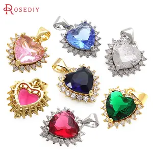 4PCS 18K Gold Color Brass Zircon Heart Necklaces Charms Pendants  Diy Jewelry Accessories Rosediy official-website