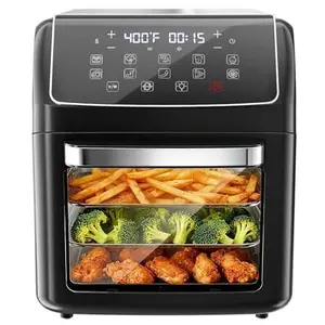 12.6 Quart Large Capacity Air Fryer Oven, 10-in-1 Multifunctional Toaster Oven with 10 Preset Cooking Modes, 400°F Quick Air Crisp Technology, Visible Glass Door & Digital Touchscreen, Ideal for Family-Sized Meals, Dehydrating